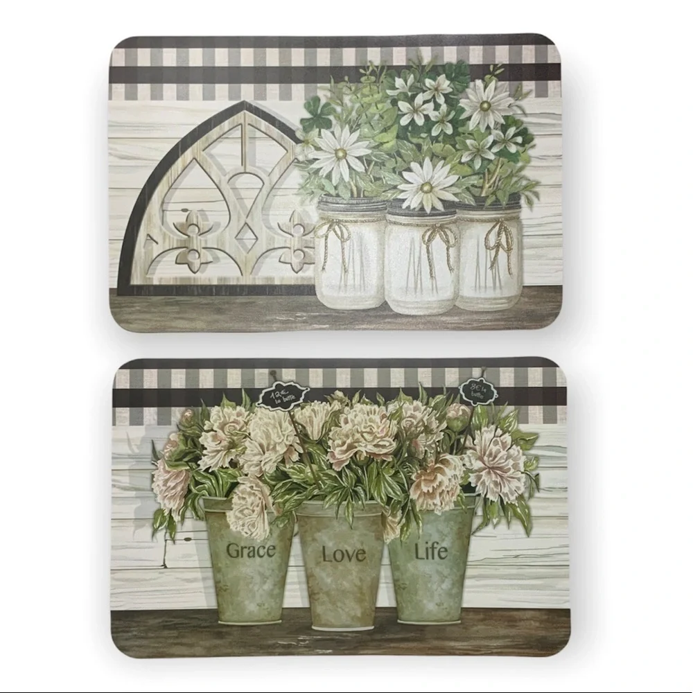 CounterArt Vintage Farmhouse Placemats Reversible Rectangular Placemat Set of 4